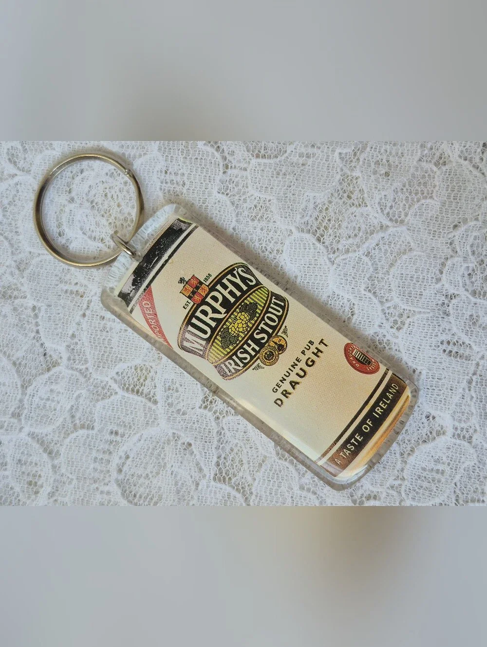 Irish Stout Keychain - Cream and Black Pub Draught Design